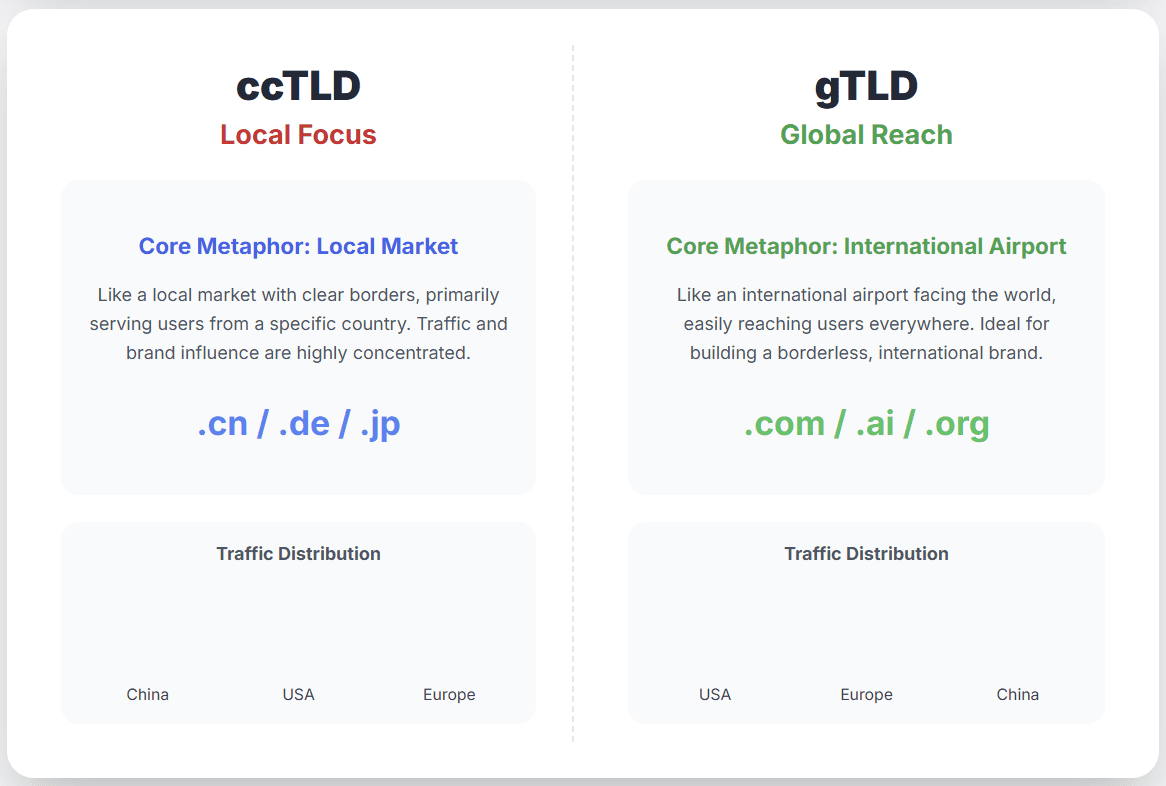 Comparison chart showing ccTLD vs gTLD search behavior