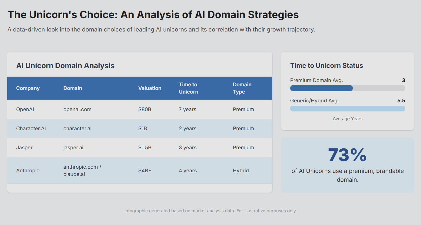 Analysis of successful AI companies and their premium domain choices
